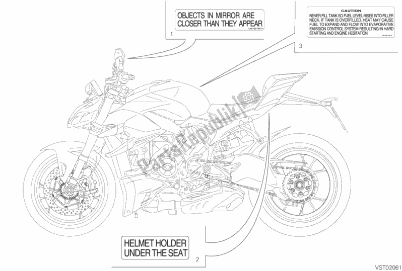 All parts for the Positioning Plates of the Ducati Streetfighter V4 USA 1103 2020